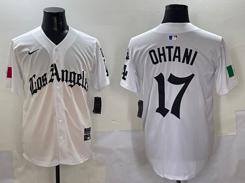 Men Los Angeles Dodgers #17 Ohtani White Five generations Joint Name 2025 Nike MLB Jersey style 1->los angeles dodgers->MLB Jersey